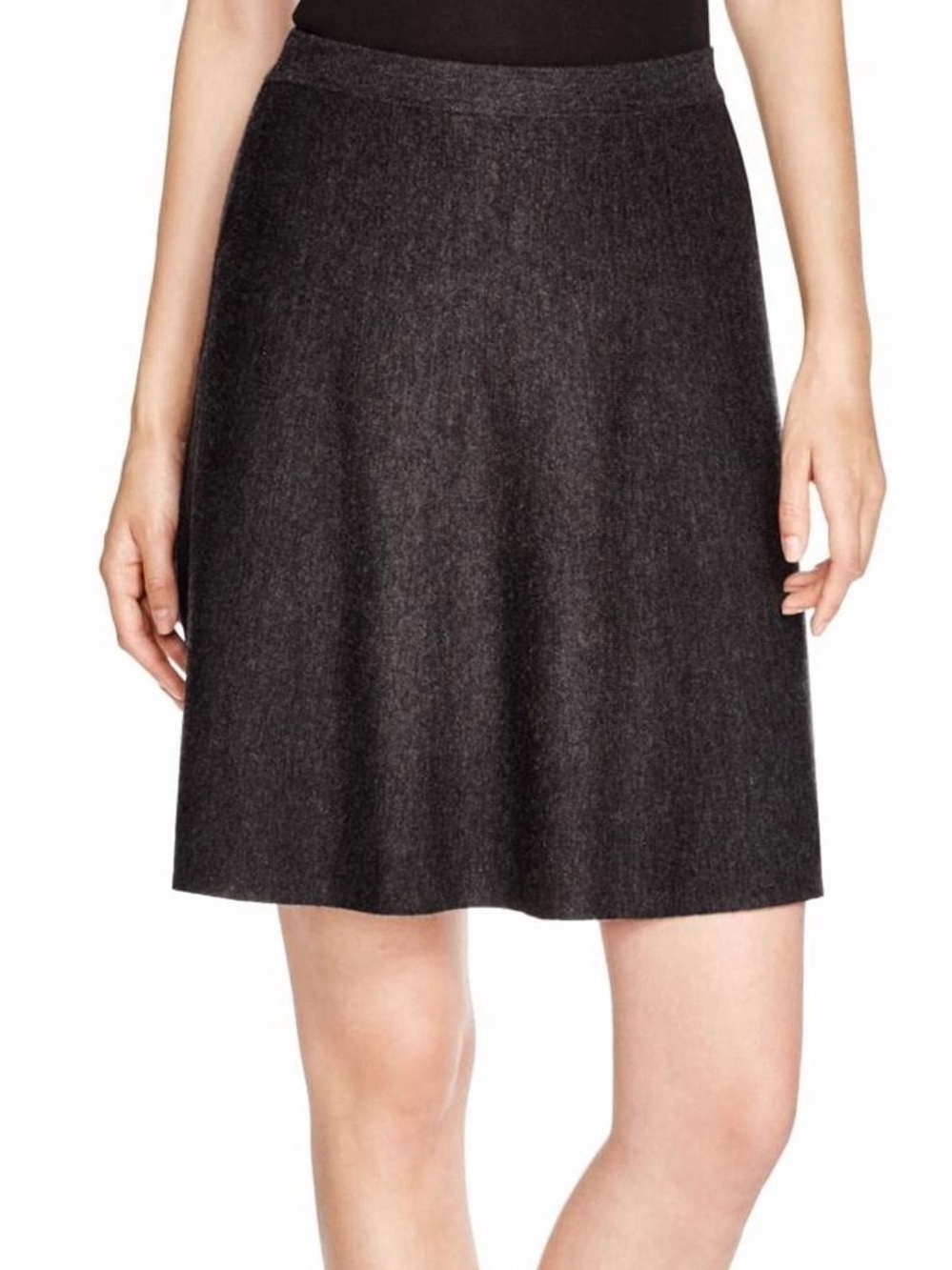 Eileen Fisher A Line Merino Wool Skirt Womens Medium Grey Knit Flared Minimalist
